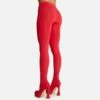 EGO Hypnosis Closed Square Toe Platform Flared Block Heel Long Legging Boot In Red Lycra -EGO Sales Store 2261 blk16192 copy