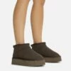 EGO Pumpkin Platform Sole Faux Fur Lining Ultra Mini Ankle Boot In Brown Faux Suede -EGO Sales Store 28 10 22 fw20391 sq