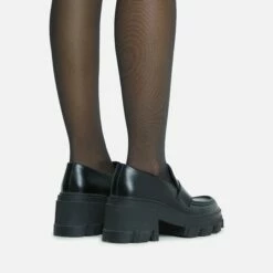 EGO Great-Cause Chunky Sole Slip On Flat Loafer In Black Faux Leather -EGO Sales Store 28 10 22 fw20416 copy