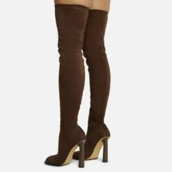 EGO Mamba Round Block Heel Over The Knee Thigh High Long Boot In Brown Faux Suede -EGO Sales Store 28 10 22 fw23572 sq