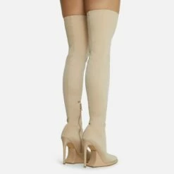 EGO Scream Pointed Toe Statement Platform Stiletto Heel Over The Knee Thigh High Long Boot In Nude Lycra 10 EGO Scream Pointed Toe Statement Platform Stiletto Heel Over The Knee Thigh High Long Boot In Nude Lycra -EGO Sales Store 28 10 22 fw23585 sq