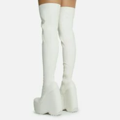 EGO Alucard Square Toe Chunky Platform Wedge Over The Knee Thigh High Sock Boot In Cream Faux Leather 9 EGO Alucard Square Toe Chunky Platform Wedge Over The Knee Thigh High Sock Boot In Cream Faux Leather -EGO Sales Store 28 10 22 fw23621 sq