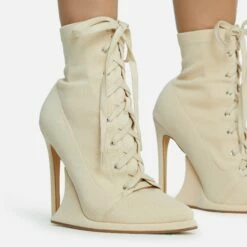 EGO Porto-Bonito Lace Up Pointed Toe Statement Platform Stiletto Heel Ankle Boot In Cream Faux Suede 7 EGO Porto-Bonito Lace Up Pointed Toe Statement Platform Stiletto Heel Ankle Boot In Cream Faux Suede -EGO Sales Store 28 10 22 fw23636 sq