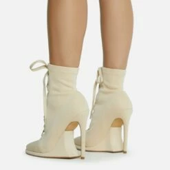 EGO Porto-Bonito Lace Up Pointed Toe Statement Platform Stiletto Heel Ankle Boot In Cream Faux Suede 8 EGO Porto-Bonito Lace Up Pointed Toe Statement Platform Stiletto Heel Ankle Boot In Cream Faux Suede -EGO Sales Store 28 10 22 fw23637 sq