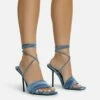 EGO Tribute-To Lace Up Open Square Toe Stiletto Heel In Blue Velvet -EGO Sales Store 28 10 22 fw23733 sq