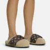 EGO Pillow-Talk Printed Velcro Strap Closed Toe Slip-On Flat Mule In Nude Faux Shearling -EGO Sales Store 28 10 22 fw23817 sq 1