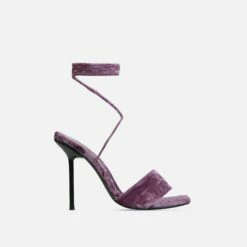 EGO Tribute-To Lace Up Open Square Toe Stiletto Heel In Lilac Velvet -EGO Sales Store 28 10 22 fw24007 sq copy