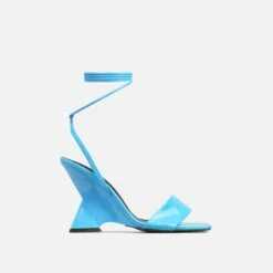 EGO Crashing Lace Up Square Toe Cut Out Wedge Heel In Blue Patent -EGO Sales Store 28 10 22 fw24058 2 sqv2