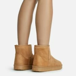 EGO Sable Faux Fur Lining Ankle Boot In Chestnut Brown Faux Suede -EGO Sales Store 28 10 22 fw25798 sq