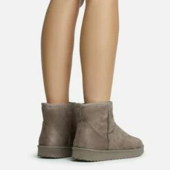 EGO Sable Faux Fur Lining Ankle Boot In Taupe Brown Faux Suede -EGO Sales Store 28 10 22 fw25818 sq