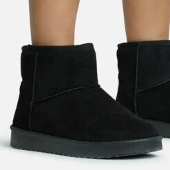 EGO Sable Faux Fur Lining Ankle Boot In Black Faux Suede -EGO Sales Store 28 10 22 fw25821 sq 1