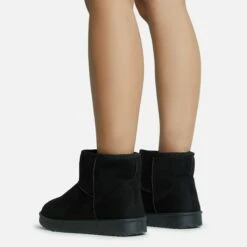 EGO Sable Faux Fur Lining Ankle Boot In Black Faux Suede -EGO Sales Store 28 10 22 fw25822 sq