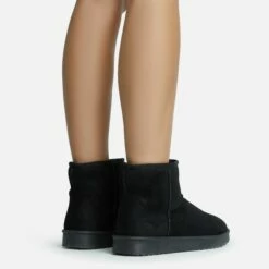 EGO Sable Faux Fur Lining Ankle Boot In Black Faux Suede -EGO Sales Store 28 10 22 fw25823 sq