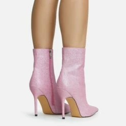 EGO Devoted Pointed Toe Stiletto Heel Ankle Boot In Pink Glitter -EGO Sales Store 28 10 22 fw25833 sq