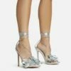 EGO Blooming Lace Up Flower Detail Platform Stiletto Heel In Silver Faux Leather -EGO Sales Store 28 10 22 fw25881 sq