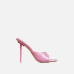 EGO Ditzy Square Peep Toe Stiletto Heel Mule In Pink Patent -EGO Sales Store 28 10 22 fw25954 sq