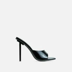 EGO Ditzy Square Peep Toe Stiletto Heel Mule In Black Patent -EGO Sales Store 28 10 22 fw25955 sq