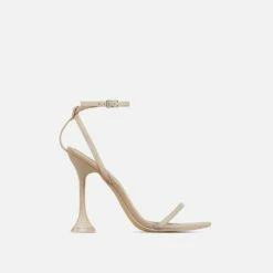 EGO Crew Ankle Strap Pointed Toe Statement Heel In Nude Faux Leather -EGO Sales Store 28 10 22 fw25960 sq