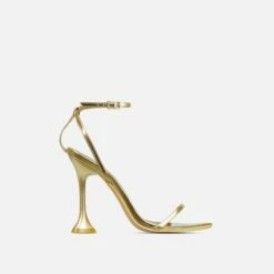 EGO Crew Ankle Strap Pointed Toe Statement Heel In Gold Faux Leather -EGO Sales Store 28 10 22 fw25961 sq