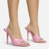EGO Ditzy Square Peep Toe Stiletto Heel Mule In Pink Patent -EGO Sales Store 28 10 22 fw28020 s