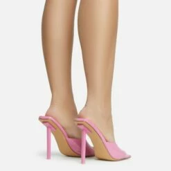 EGO Ditzy Square Peep Toe Stiletto Heel Mule In Pink Patent -EGO Sales Store 28 10 22 fw28023 sb2