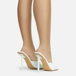 EGO Ditzy Square Peep Toe Stiletto Heel Mule In White Patent -EGO Sales Store 28 10 22 fw28028 sb2