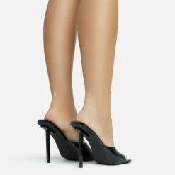 EGO Ditzy Square Peep Toe Stiletto Heel Mule In Black Patent -EGO Sales Store 28 10 22 fw28038 sb2