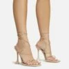 EGO Love-To-Hate Lace Up Strappy Square Toe Statement Heel In Nude Faux Leather -EGO Sales Store 28 10 22 fw28060 sq