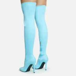 EGO Alabama Pointed Toe Over The Knee Thigh High Long Sock Boot In Blue Lycra -EGO Sales Store 28 10 22 fw28151 sq