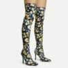 EGO Alabama Pointed Toe Over The Knee Thigh High Long Sock Boot In Floral Print Lycra -EGO Sales Store 28 10 22 fw28154 sq
