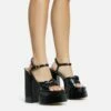 EGO Draper Knotted Detail Platform Block Heel In Black Faux Leather -EGO Sales Store 28 10 22 fw28239 sq