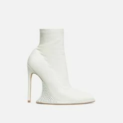 EGO Ida Diamante Detail Pointed Toe Statement Platform Stiletto Heel Ankle Sock Boot In Cream Faux Leather 11 EGO Ida Diamante Detail Pointed Toe Statement Platform Stiletto Heel Ankle Sock Boot In Cream Faux Leather -EGO Sales Store 28 10 22 fw28453 sq