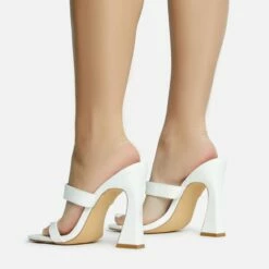 EGO Jupiter-Empire Double Strap Detail Square Toe Flared Block Heel Mule In White Patent -EGO Sales Store 30 11 22 fw31501 sb