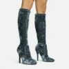EGO Tallie Closed Toe Stiletto Heel Knee High Long Boot In Grey Velvet -EGO Sales Store 30 11 22 fw31661 sq