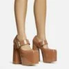 EGO Record Buckle Strap Detail Platform Block Heel In Nude Patent -EGO Sales Store 30 11 22 fw31940 sq