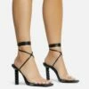 EGO Diamond-Girl Lace Up Clear Perspex Strap Square Toe Statement Thin Block Heel In Black Faux Leather -EGO Sales Store 30 11 22 fw33357 copy
