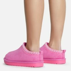 EGO Catch-Up Aztec Detail Faux Fur Lining Flat Slipper In Pink Faux Suede -EGO Sales Store 30 11 22 fw36207 copy