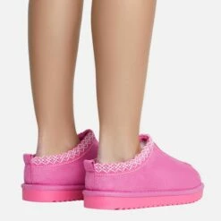 EGO Catch-Up Aztec Detail Faux Fur Lining Flat Slipper In Pink Faux Suede -EGO Sales Store 30 11 22 fw36208 copy