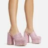 EGO Wilkinson Closed Toe Platform Block Heel Mule In Pink Diamante -EGO Sales Store 30 11 22 fw39732 sqq