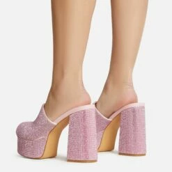 EGO Wilkinson Closed Toe Platform Block Heel Mule In Pink Diamante -EGO Sales Store 30 11 22 fw39734 sb2