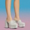 EGO Wilkinson Closed Toe Platform Block Heel Mule In Silver Diamante -EGO Sales Store 30 11 22 fw39737 sq