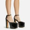 EGO Popped Ankle Strap Square Toe Platform Block Heel In Black Patent -EGO Sales Store 30 11 22 fw39763 sqq