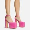 EGO Popped Ankle Strap Square Toe Platform Block Heel In Pink Patent -EGO Sales Store 30 11 22 fw39778 sqq