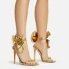 EGO Beau Oversized Bow Detail Square Toe Stiletto Heel In Gold Faux Leather -EGO Sales Store 30 11 22 fw39783 s