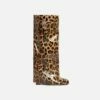 EGO I-Am-The-One Padlock Detail Wedge Heel Knee High Long Boot In Leopard Print Patent -EGO Sales Store 30 11 22 fw39942 sq