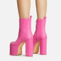 EGO Impression Closed Toe Platform Block Heel Ankle Boot In Fuchsia Pink Faux Leather 9 EGO Impression Closed Toe Platform Block Heel Ankle Boot In Fuchsia Pink Faux Leather -EGO Sales Store 30 11 22 fw39990 sb