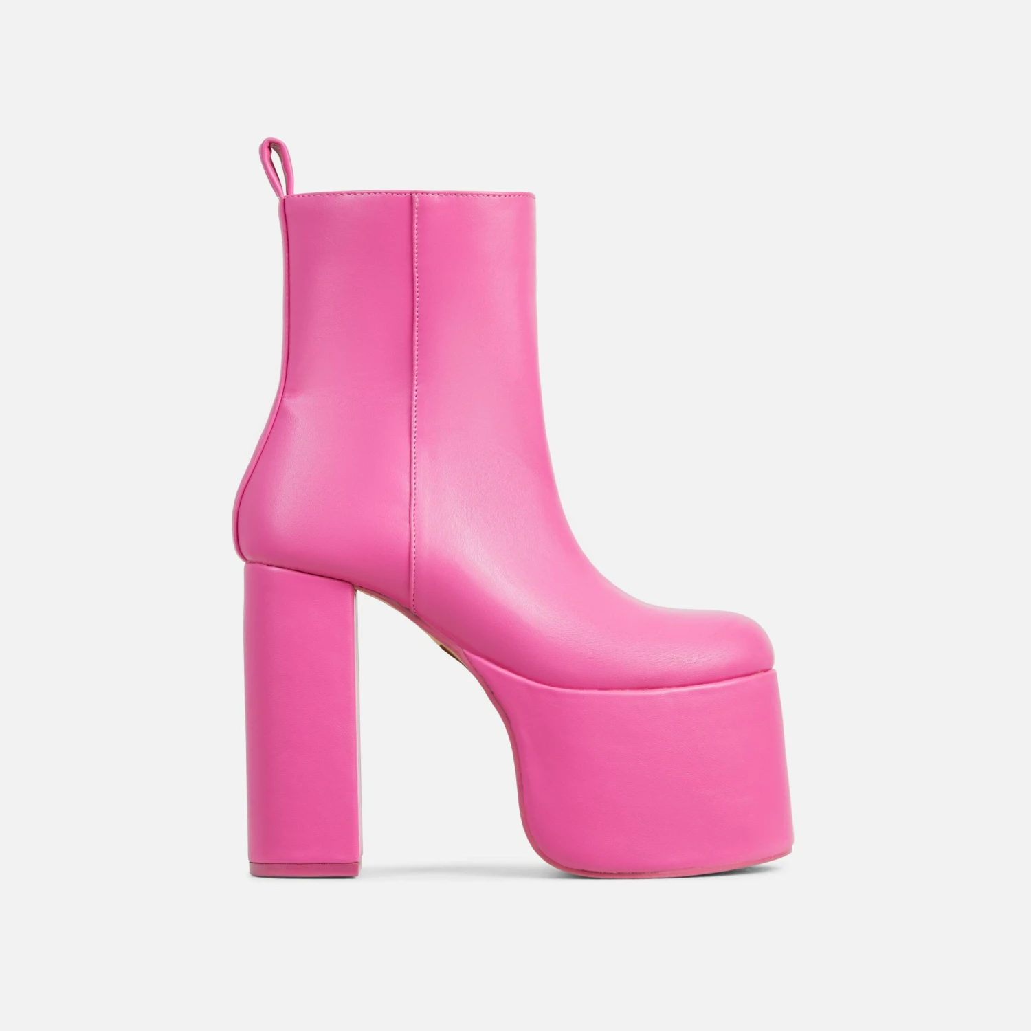 EGO Impression Closed Toe Platform Block Heel Ankle Boot In Fuchsia Pink Faux Leather 7 EGO Impression Closed Toe Platform Block Heel Ankle Boot In Fuchsia Pink Faux Leather - Image 5