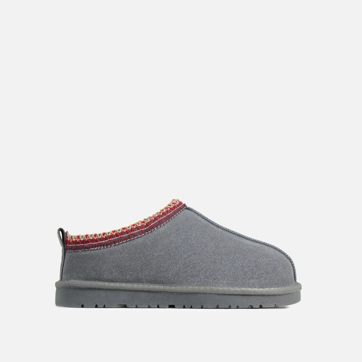 EGO Catch-Up Aztec Detail Faux Fur Lining Flat Slipper In Grey Faux Suede 3 EGO Catch-Up Aztec Detail Faux Fur Lining Flat Slipper In Grey Faux Suede
