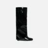 EGO I-Am-The-One Padlock Detail Wedge Heel Knee High Long Boot In Black Patent 2 EGO I-Am-The-One Padlock Detail Wedge Heel Knee High Long Boot In Black Patent -EGO Sales Store add shadow 1 2 sq
