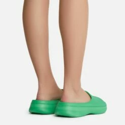 EGO Aldie Open Peep Toe Platform Slider Sandal In Green Rubber -EGO Sales Store aldie 0489 copy